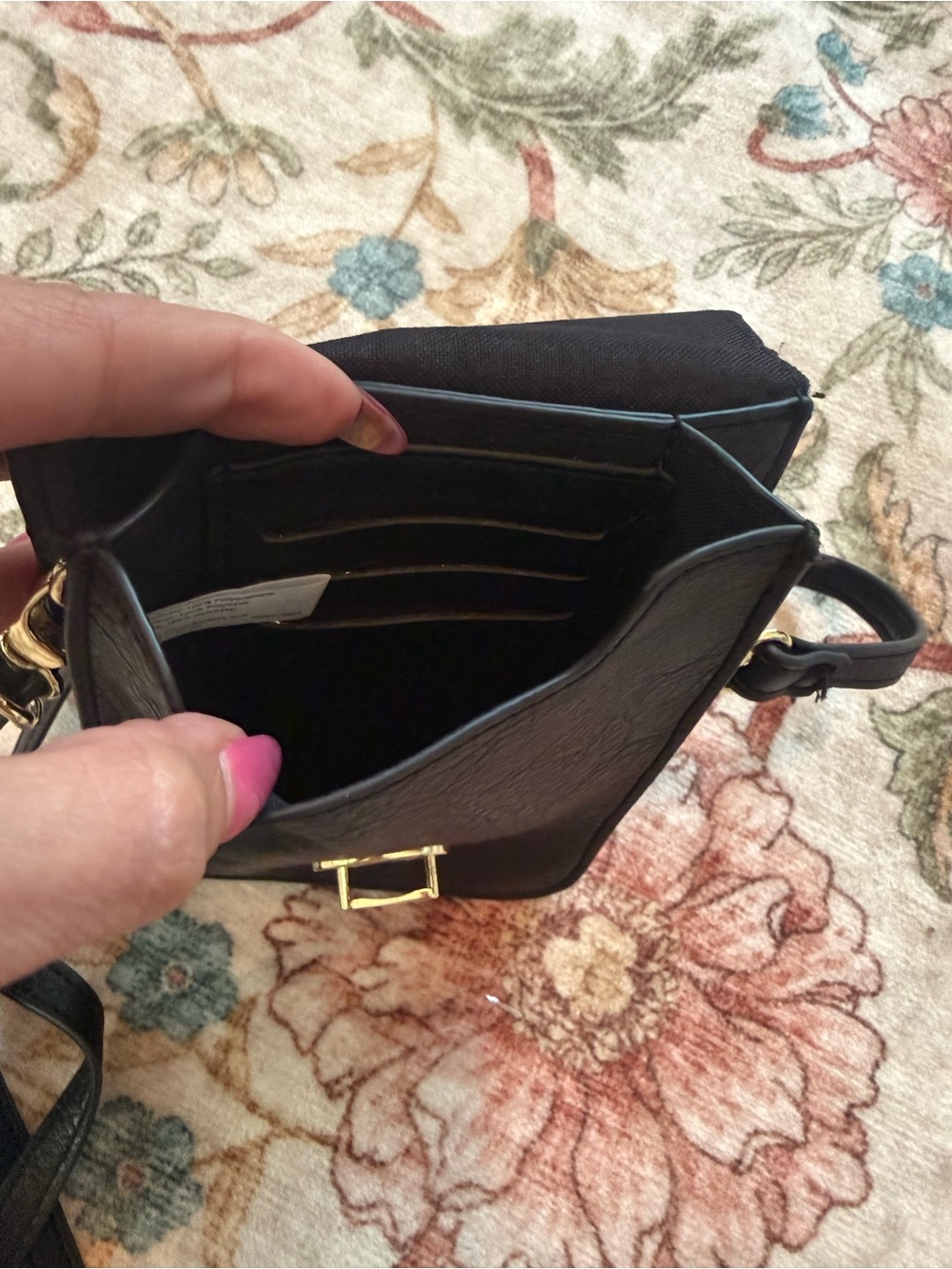 Leopard Flap Crossbody Phone Bag in Black and Brown - Picture 3 of 3